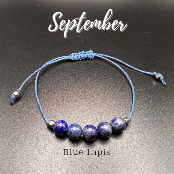 KC Gems Co. Natural Lapis Lazuli Slide Bracelet - September Birthstone - Picture 1 of 5